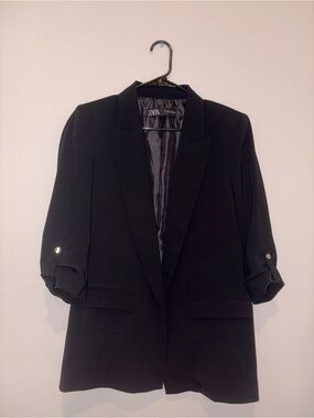 Zara Black Blazer with Gold Button Detail